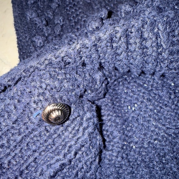 DEANS of Scotland Navy Blue popcorn cable knit Cardigan Large Ramie/Cotton blend - Picture 9 of 10